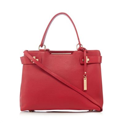 Red leather twist lock detail grab bag